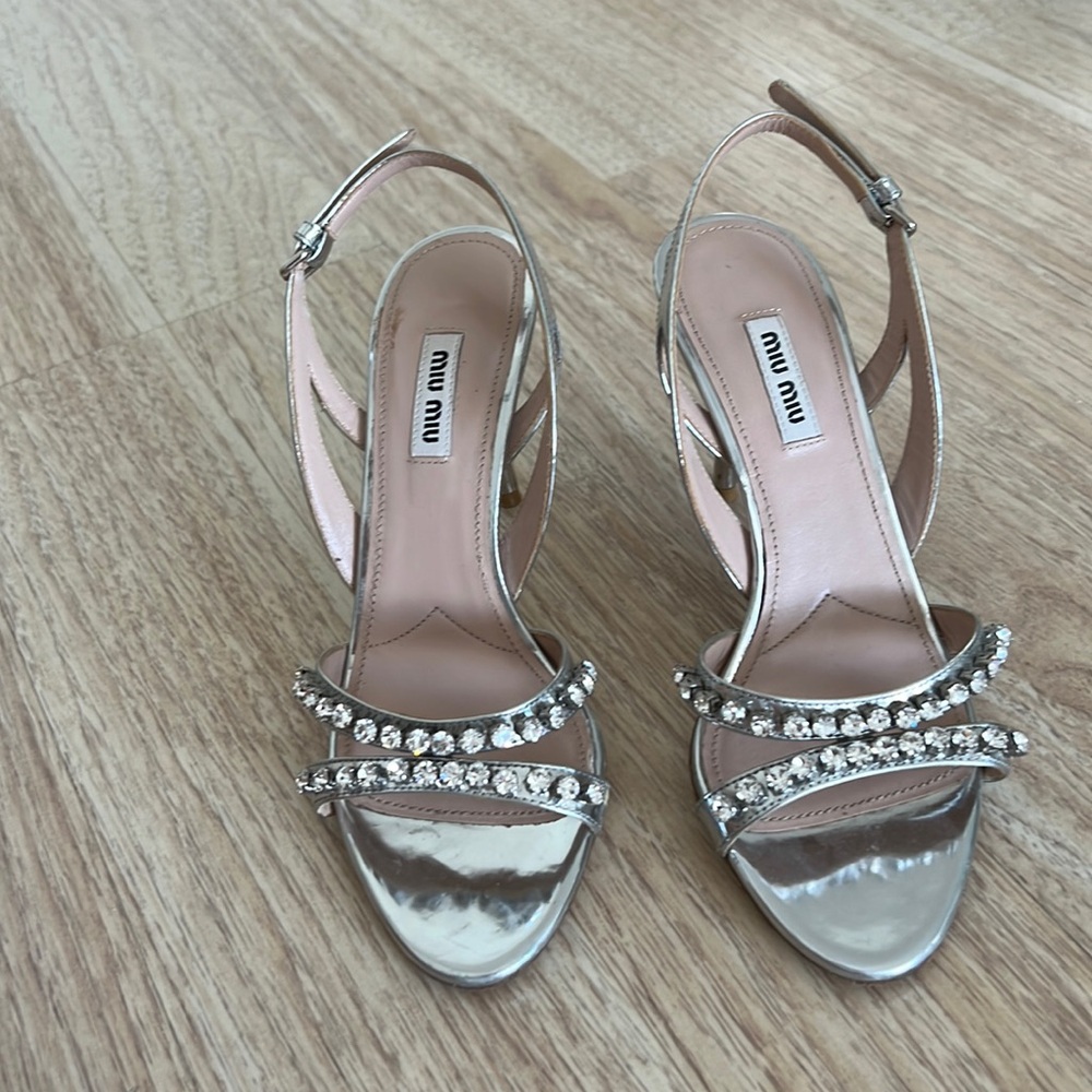 Miu miu silver slingback heel size 7